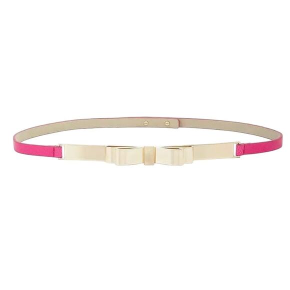 BCBGMaxAzria Gold Bow Belt 32-33" Size Medium Pink Narrow Width - Picture 1 of 8